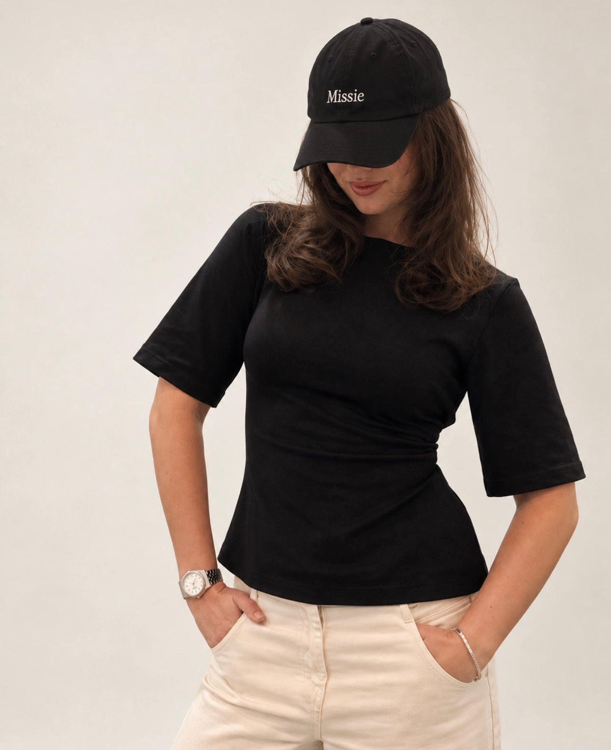 PRE ORDER Lou Short Sleeve Top in Black | Thick Cotton