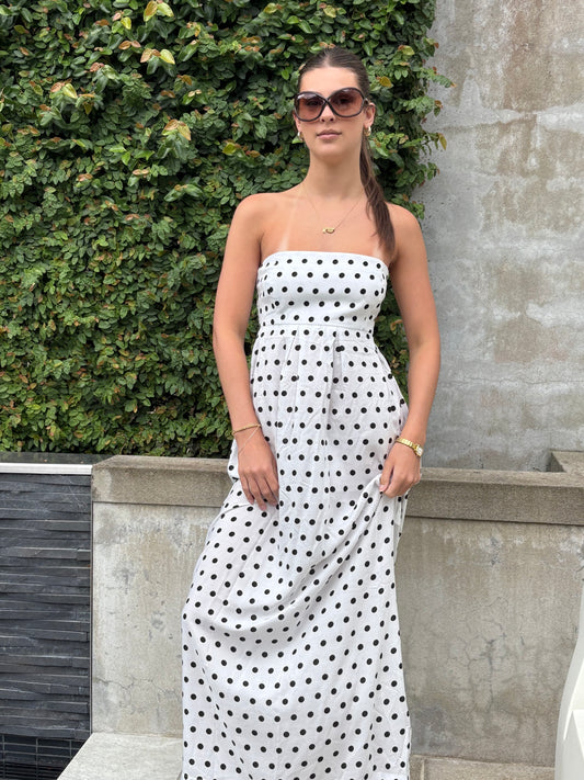 Chloe White Polka Dot Maxi Dress