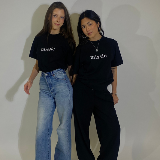 black t-shirt editorial photoshoot front facing image 