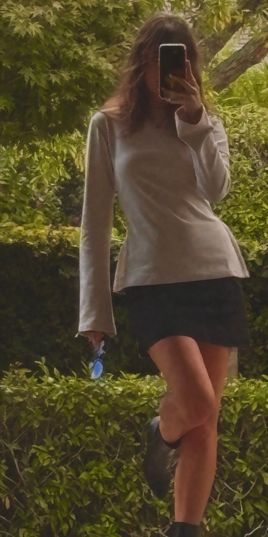 Stone flared long sleeve cotton top for women